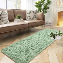Tapete DeWeike Fluffy Sage Green Runner 60x180cm para quarto Tapete DeWeike Fluffy Sage Green Runner 60x180cm para quarto