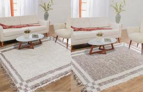 Tapete Dupla Face Sala Quarto Lavavel Algodão Confy 80x150 Bege