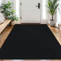 Tapete EARTHALL 122x183cm Lavável Antiderrapante Algodão Preto