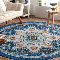 Tapete Easy-Going 182 cm redondo lavável antiderrapante Boho Tapete Easy-Going 182 cm redondo lavável antiderrapante Boho
