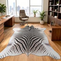 Tapete Easycozy Estampa Zebra de Pelo Sintético Antiderrapante Tapete Easycozy Estampa Zebra de Pelo Sintético Antiderrapante