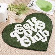 Tapete ELDONE Self Love Club em forma de coração verde 70x50cm