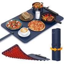 Tapete Elétrico Dobrável para Aquecer Alimentos VTAR Bandeja Térmica com 3 Temperaturas para Festas Aquecimento Uniforme, Design Portátil em Silicone, Desligamento Automático e Trava para Crianças - Azul Tapete Elétrico Dobrável para Aquecer Alimentos VTAR Bandeja Térmica com 3 Temperaturas para Festas Aquecimento Uniforme, Design Portátil em Silicone, Desligamento Automático e Trava para Crianças - Azul