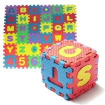 Tapete em Eva Infantil Educativo Letras e Numeros 36 Pecas 9x9cm - Elite 00390