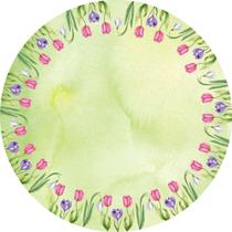 Tapete em Lona Redondo Bonequinhas Papel de Carta Tapete em Lona Redondo Bonequinhas Papel de Carta