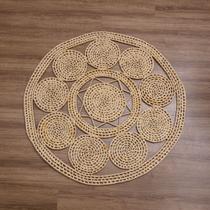 Tapete Em Palha Natural Boho Rústico Pronta Entrega 1.00m Tapete Em Palha Natural Boho Rústico Pronta Entrega 1.00m