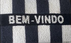 Tapete em vinil 60 x 40 capacho alvinegro preto e branco