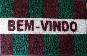 Tapete em vinil lavável 60 x 40 capacho verde grená e branco