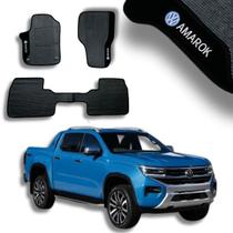 Tapete Emborrachado 3 peças Volkswagen Amarok Ano 10 11 12 13 14 15 16 17 18 19 20 21 22 23 24 Proteçao Para Carro