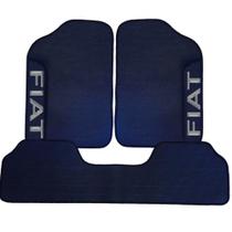 TAPETE EMBORRACHADO **Cor PRETO** UNIVERSAL 3 PEÇAS COM DOIS LOGO COM NOME DA MONTADORA FIAT - BORDA
