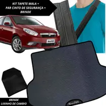 Tapete Emborrachado Porta Malas Grand Siena 2012 a 2023 + 2 Capas Cinto Segurança Acessório Carro