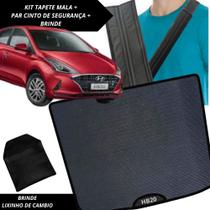 Tapete Emborrachado Porta Malas HB20 2020 a 2025 + 2 Capas Cinto Segurança Acessório Automotivo