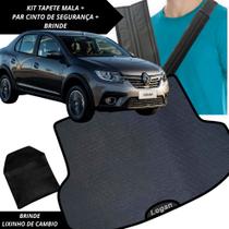 Tapete Emborrachado Porta Malas Logan 2021 a 2025 + 2 Capas Cinto Segurança Acessório Carro