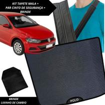 Tapete Emborrachado Porta Malas Polo 2019 a 2025 + 2 Capas Cinto Segurança Acessório Carro