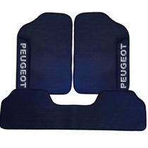 Tapete emborrachado universal 3 peças com dois logo com nome da montadora peugeot - borda preto Tapete emborrachado universal 3 peças com dois logo com nome da montadora peugeot - borda preto