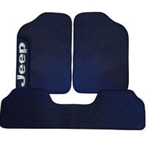 Tapete emborrachado universal 3 peças com um logo com nome da montadora jeep