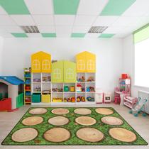 Tapete Engree Kids Classroom de 5 x 7 pés com suporte de borracha verde