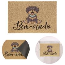Tapete Entrada Vinil 40x60 Antiderrapante Lavável Residencial Pet Dog Cute Bege Capacho Bem Vindo Kapazi