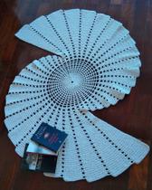 Tapete Espiral Crochê Com Barbante Cor Cru