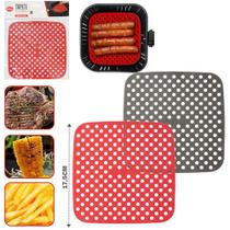Tapete Esteira Culinário de Silicone Quadrado Para Air Fryer e Fritadeira Elétrica 16cm