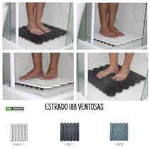 TAPETE ESTRADO ANTIDERRAPANTE SEGURO 53x53 COM 108 VENTOSAS BOX BANHEIRO