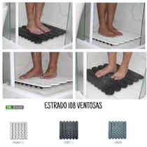 TAPETE ESTRADO SEGURO ANTIDERRAPANTE COM 108 VENTOSAS PARA BOX 53cmx53cmx3cm