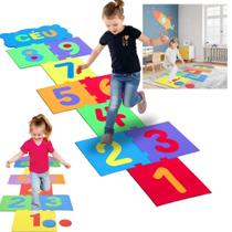 Tapete EVA Amarelinha Colorida Infantil Brincadeira Lazer 13 Peças 8mm Espessura Placa 30x30 cm