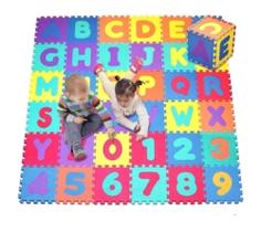 Tapete EVA Quebra Cabeça Infantil Educativo Numeros e Letras - 36 Peças 6x6cm