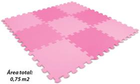 Tapete EVA Tatame Liso Rosa 9 Pecas Linha Decora