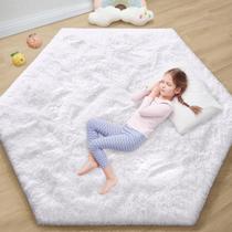 Tapete EVOIONOS White Hexagon 160x180cm fofo para quarto Tapete EVOIONOS White Hexagon 160x180cm fofo para quarto