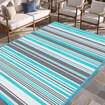 Tapete externo Kalafun 152 x 244 cm impermeável azul e cinza Tapete externo Kalafun 152 x 244 cm impermeável azul e cinza