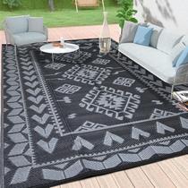 Tapete externo Pendolr impermeável reversível 150x240cm preto e cinza