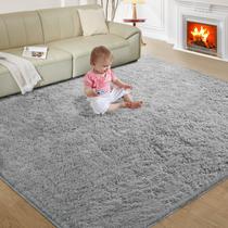 Tapete Fairblink Ultra Soft 150x240cm Fluffy Shag Cinza Claro