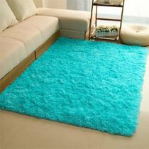 Tapete Felpudo Azul Turquesa Verde para Sala e Quarto, Conforto e Estilo em 2 Tamanhos