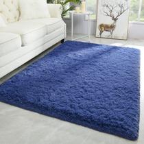 Tapete felpudo grande Merelax 122x183 cm de pelúcia antiderrapante azul marinho