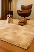 Tapete Felpudo Luxuoso Shaggy 2,00x3,00 Bege Mesclado Antiderrapante