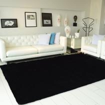 Tapete Felpudo Para Quarto e Sala Colima Peludo Preto 100cmX150cm