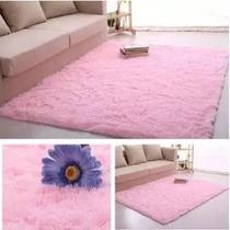 Tapete Felpudo Rosa 1,50x 2,00 Peludo Para Sala E Quarto