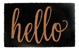 Tapete Fibra De Coco Hello 75X45Cm Retangular Marrom