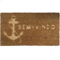 Tapete Fibra de Coco Natural 60X33cm Relevo Capacho Bem Vindo