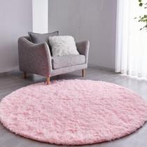 Tapete FJZFING rosa ultramacio de pelúcia moderno de 210 x 210 cm Circle