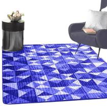 Tapete Flannel Sala Quarto Luxo Macio 2,00x1,40 azul