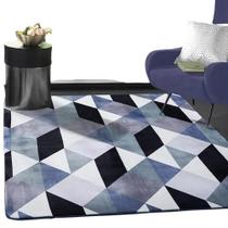 Tapete Flannel Sala Quarto Luxo Macio 2,00x1,40 preto branco