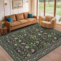 Tapete floral boho lavável de 9 x 12 pés UERMEI verde Tapete floral boho lavável de 9 x 12 pés UERMEI verde