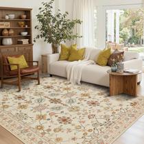 Tapete floral Rugxara 150x210 cm de lã boho vintage lavável