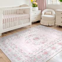 Tapete Floral Wonnitar Laço Rosa 152x213 cm Lavável