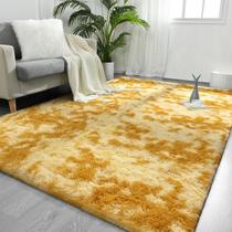 Tapete FlyDoIt 122 x 183 cm de pelúcia tingido de laranja e fofo