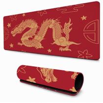 Tapete Gamer Dragão Oriental Vermelho Estilo Asiático Mouse Pad para Teclado