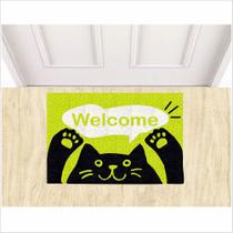 Tapete gato welcome, medida porta verde limão