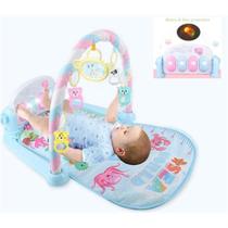 Tapete ginasio de atividades bebe infantil com piano musical e projetor com espelho luz playground 8 em 1 azul meninos